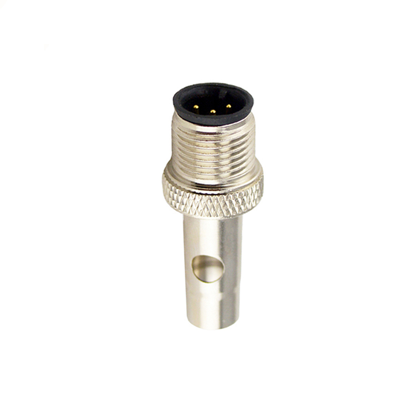 M12 3pins A code male moldable connector with shielded,brass with nickel plated screw
